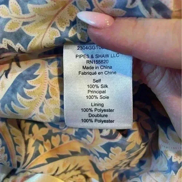 New VERONICA BEARD Arienne Paisley Silk Halter Top Yellow Size 16 - Picture 7 of 13